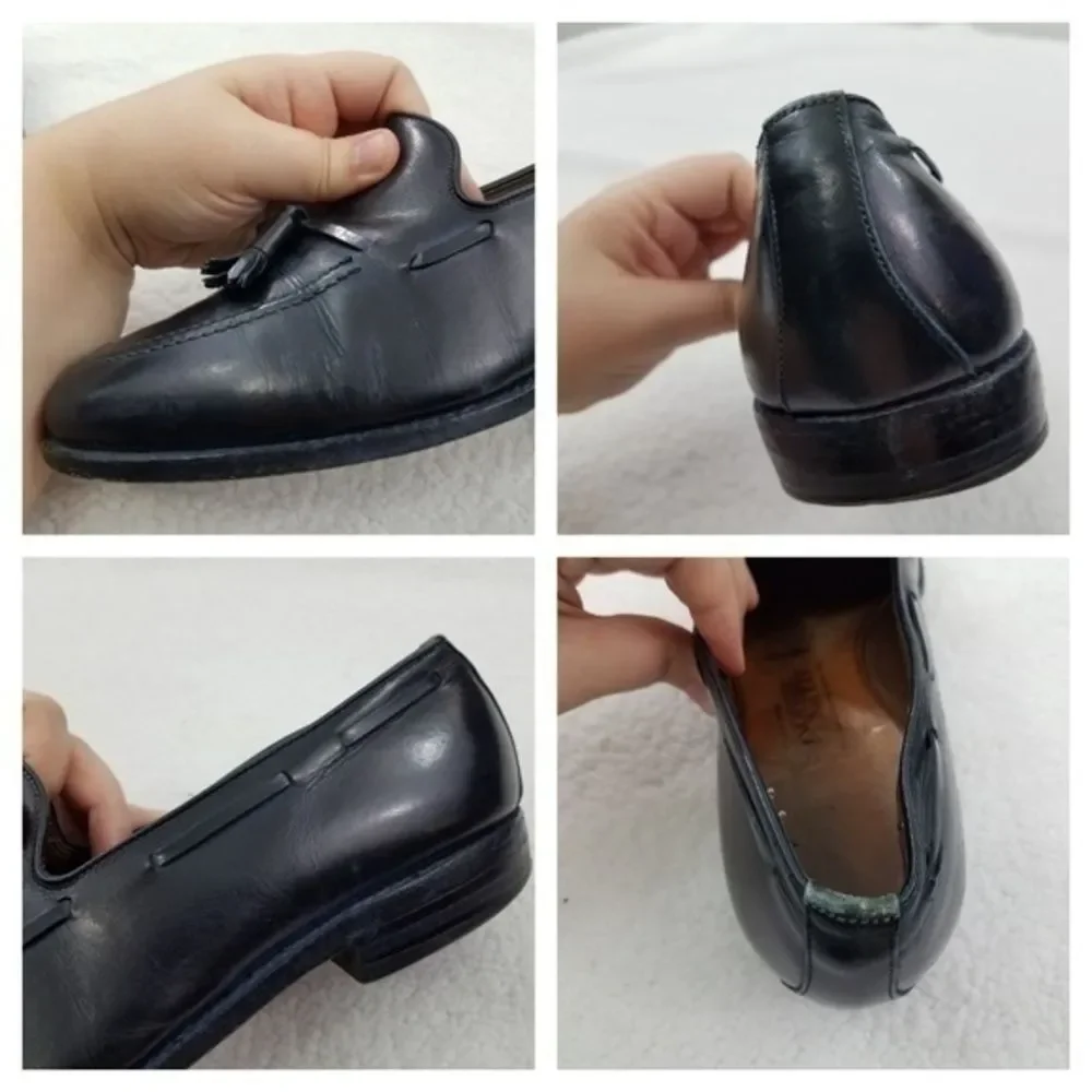 Allen Edmonds Grayson 9.5 D Blue Tassel Loafers Work Career Dress Leather